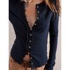 Fashion Hot Selling Women's Long Sleeve Round Neck Button Ribbed Solid Color Autumn and Winter Warm Cardigan Jacket for Women