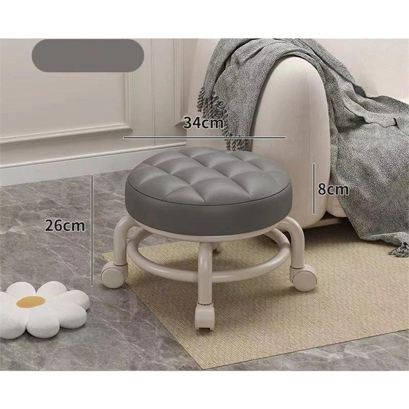 Universal Wheel Small Stool Household Pulley Low Stool Wheeled Bench Small Round Stool Sofa Stool Small Chair Plastic Backrest