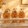 Rustic Witch Hat Pumpkin Decor 3PCS Distressed Wooden Ornaments, Hats And Ghost Patches Retro Gothic Mantel Decor, Halloween Farmhouse Style Tabletop