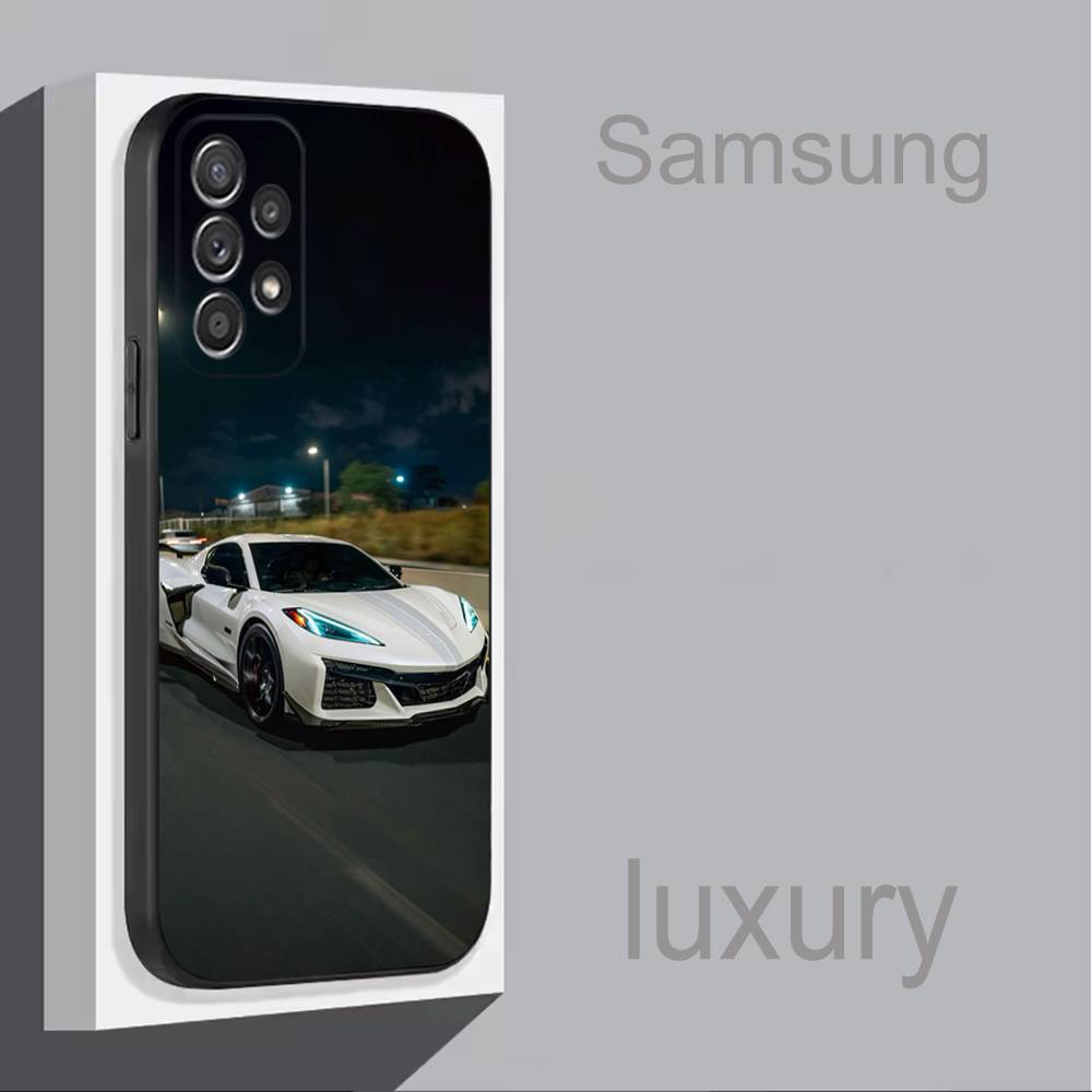 Car C-CorvetteS C8 C7 COOL For Samsung S 25,24,23,22,30,21,10,9,Ultra,Plus,Lite,FE,4,5G Phone Case Black Soft Case
