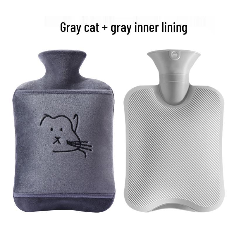 Thickened Velvet Hot Water Bottle with Hand Inserts for Warmth and Anti-Scald Heat Therapy.