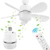 2 In 1 Hanging Fan with LED Light Warm Light Electric Cordless Fan Detachable Five Leaf Fan for Dining Room Bedroom Living Room