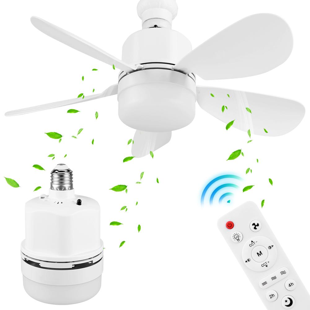 2 In 1 Hanging Fan with LED Light Warm Light Electric Cordless Fan Detachable Five Leaf Fan for Dining Room Bedroom Living Room