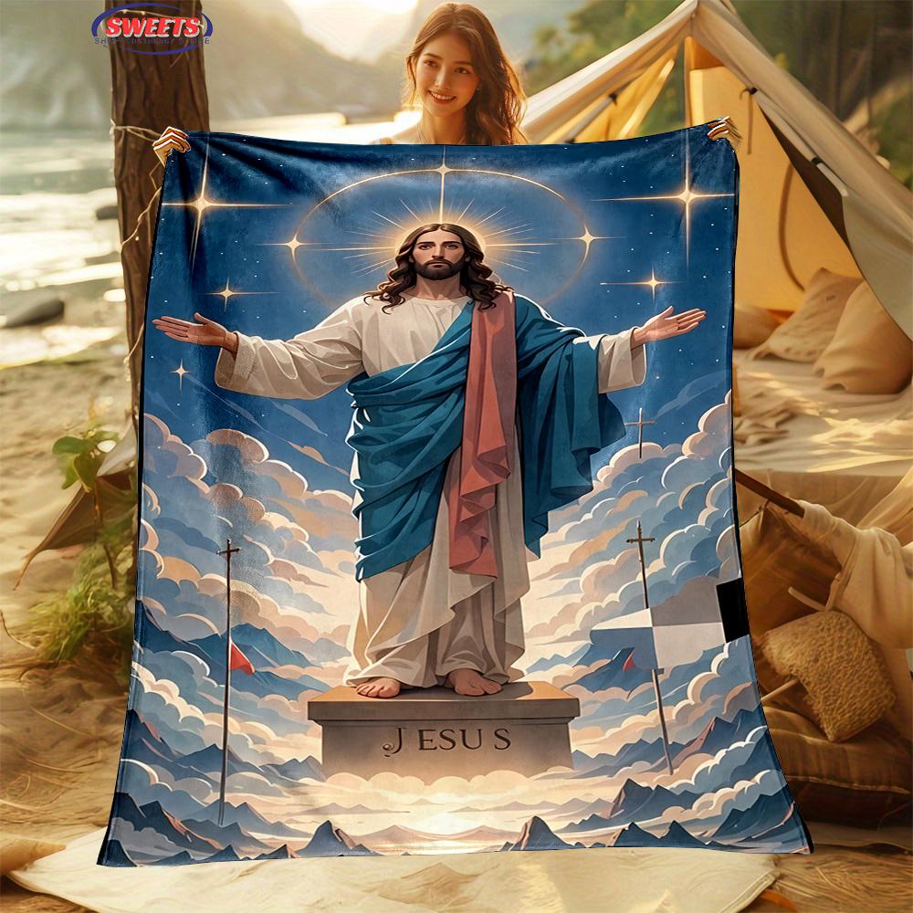 NO.3 3D Pray Holy Bible Cross Jesus Soft Flannel Blanket for Bed Bedroom Sofa Picnic,Throw Blanket for Cover Outdoor Leisure Nap