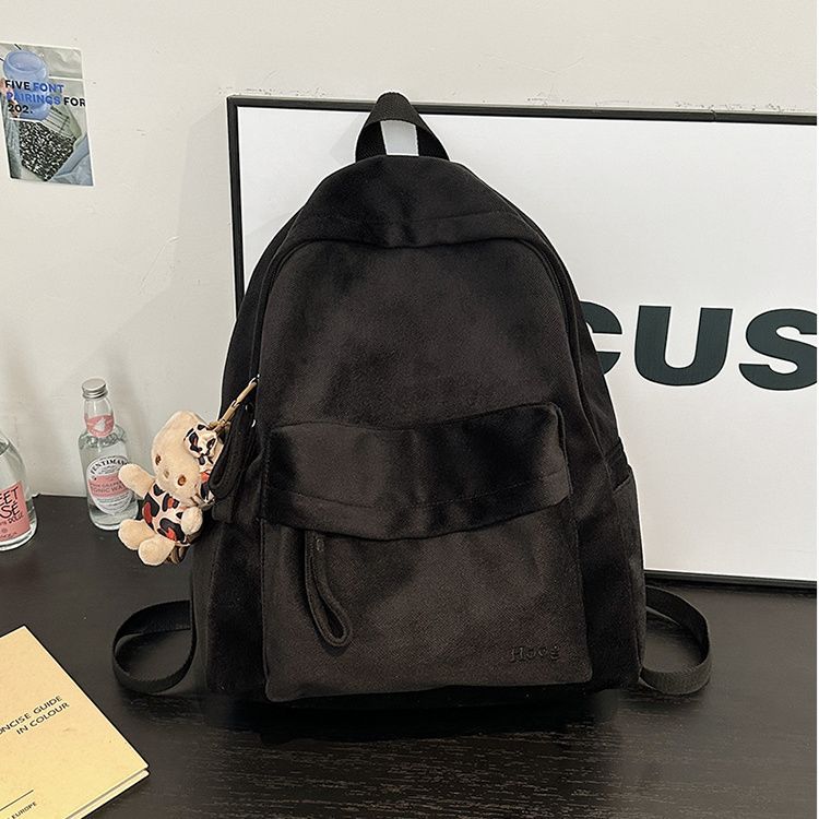 

Japanese leisure large-capacity backpack solid color simple versatile schoolbag high school college student backpack commuter supply chain No pendant чёрный