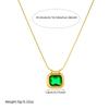 Collana con Ciondolo Quadrato in Acciaio Inossidabile Placcato Oro con Pietra Verde Taglio Smeraldo per Donne Gioielli