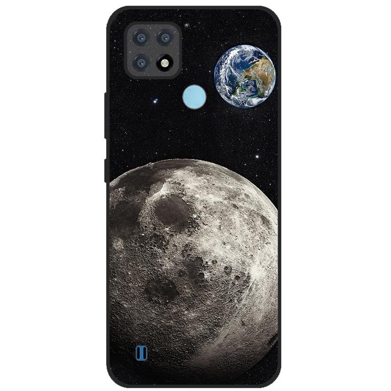 Para OPPO Realme C21Y Capa Série COOL Preto Capa de Silicone Macia para Cases de Telefone Realme C21 C25 C25s Protetora Realmi C 21 Y Capa