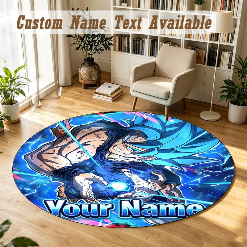 Round Rug Custom NameDragon Ball Pattern Non Slip Carpet Home Floor Decor