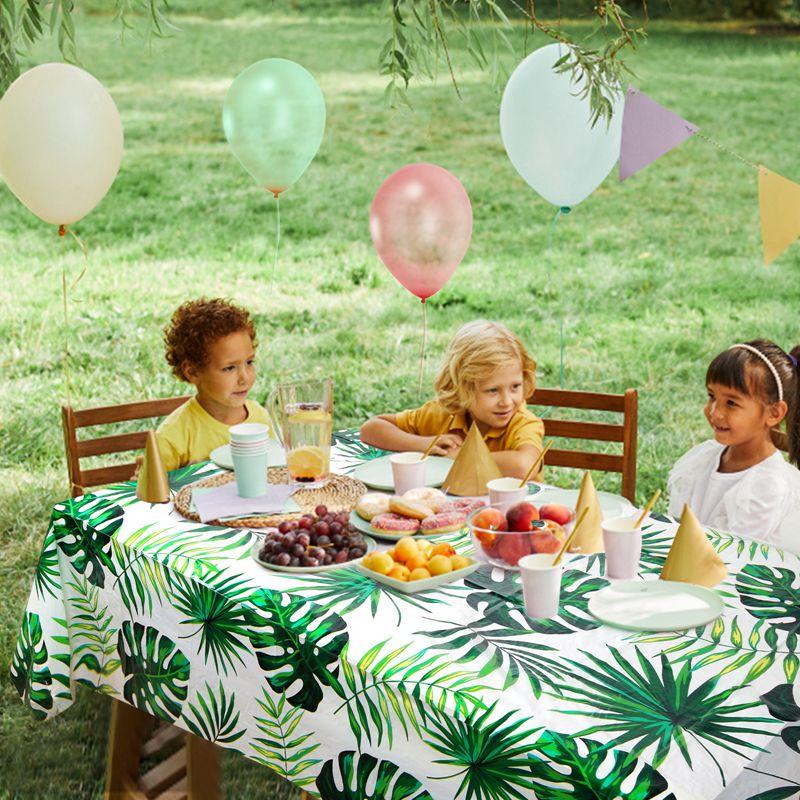 Hawaiian Party Disposable Tablecloth Palm Leaves Table Cover Hawaii Wedding Tropical Jungle Birthday Party Tableware Supplies