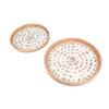 2pcs Handmade Rattan Tray Colorful Shell Fruit Plate Household Coffee Table Storage Tray Bread Snack Plate for Living