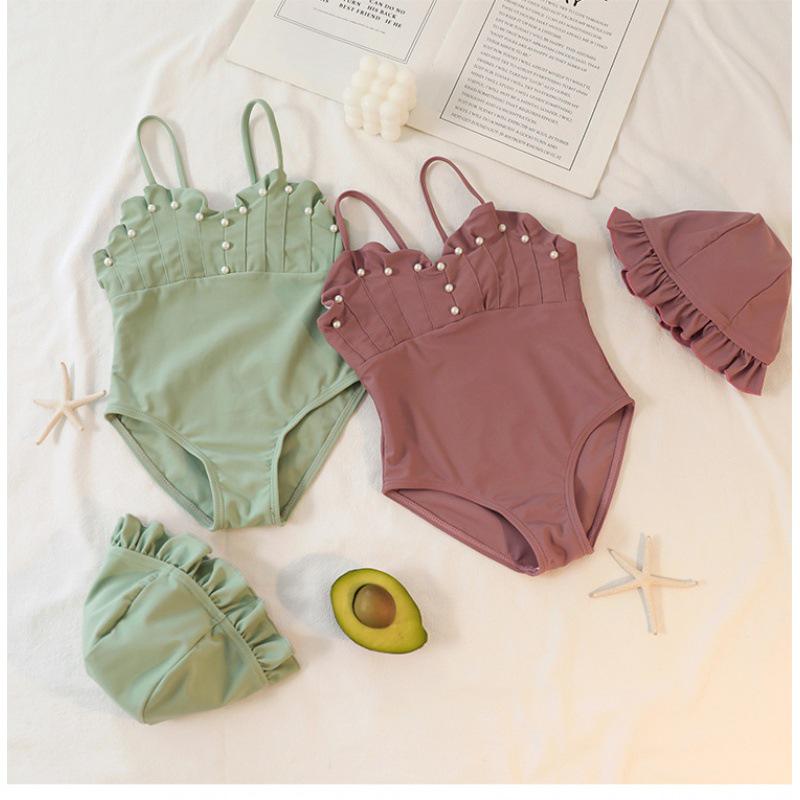 Girls' Fairy Princess One-Piece Swimsuit with Ruffled Mesh Skirt
