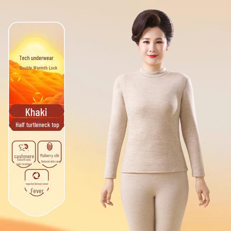 Niemiecki jesienny garnitur z kaszmiru: Damski sweter i spodnie z bawełny termicznej dla osób starszych