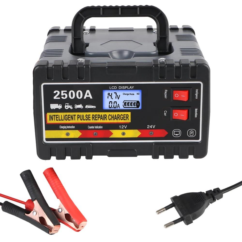 

Universal 12V/24V Car Battery Charger, Intelligent Repair, Fast Charging, Black, Model XR-200W чёрный
