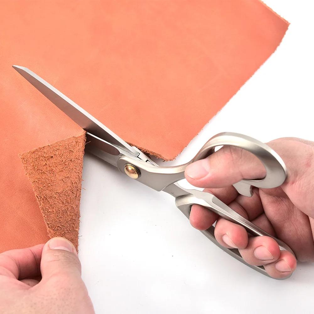 Inch Household 9 8 10 Stainless Steel Tailor Scissors Alloy Handle Flat Tooth Dressmaking Sewing Pu Leather Fabric Craft Shear