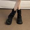 Brown Retro Maillard Platform Martin Boots Women's 2025 New Autumn Versatile Heightening Stacked Pants Tube Boots