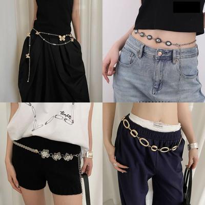 Gold Silver Chain Belt High-end Design Dress Belt Chain Fashion Metal Chain Waistband  Women