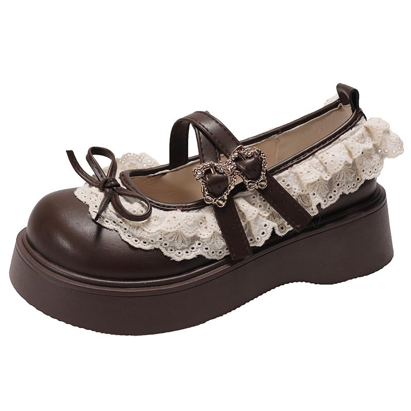 Fashion Thick Bottom Women JK Lolita Shoes Ladies Outdoor Leather Pumps Spring Autumn Butterfly-knot Women's Mary Jane Shoes