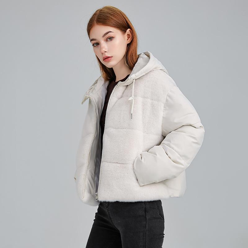 Thickened Splicing Jacket Women's Autumn and Winter New Loose Warm Padded Jacket Padded Coat