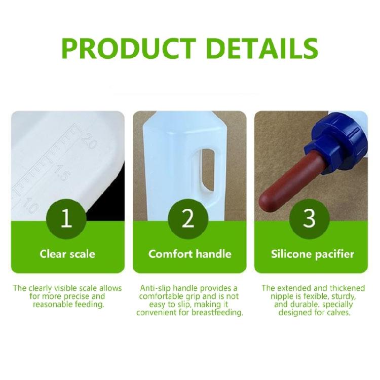 Large Capacity Calf Milk Bottle Feeder Feeding Bottle With Ergonomic Handle Leakproof Long Spout for Farm Animal Nursing