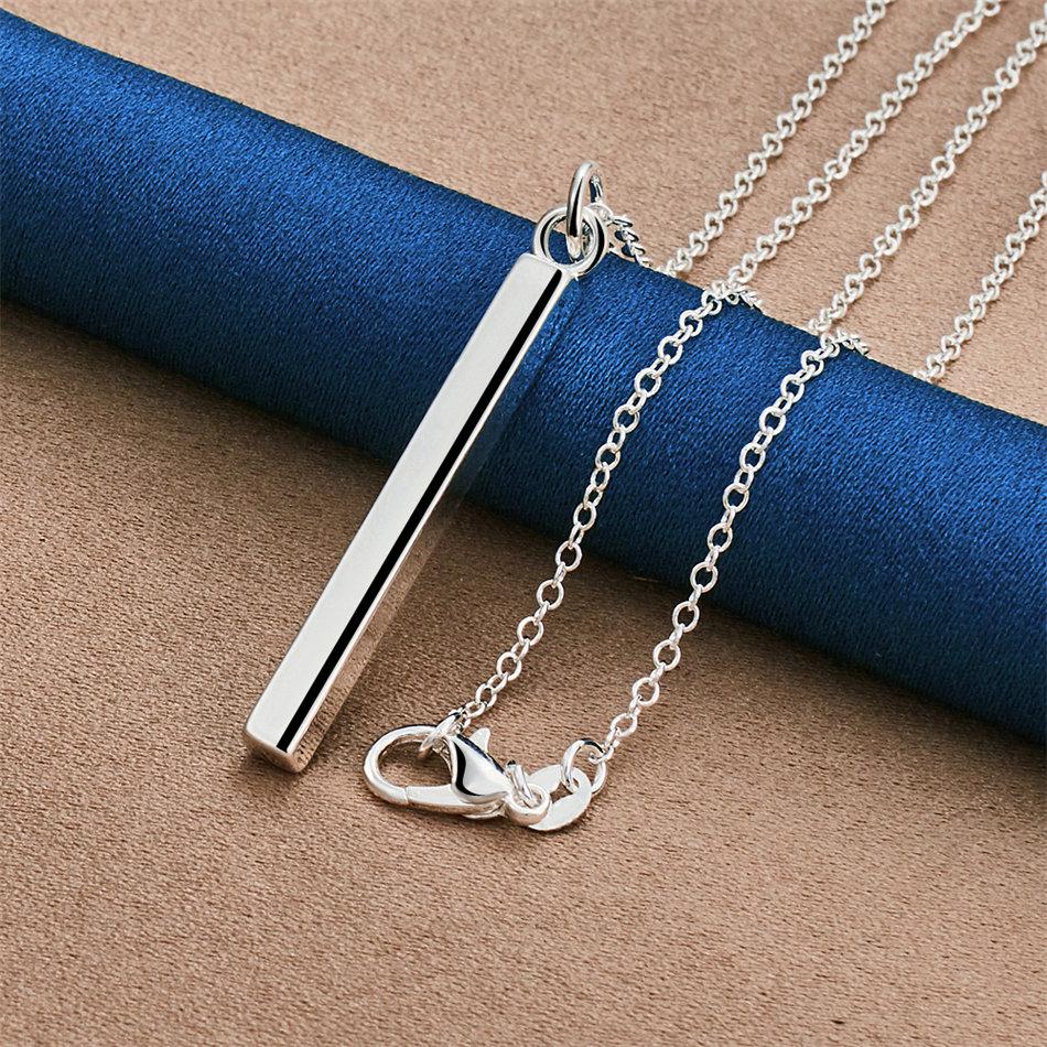 925 Sterling Silver 16-30 Inch Exquisite Long Cylindrical Pendant Necklace for Women's Fashion Wedding Accessories Jewelry