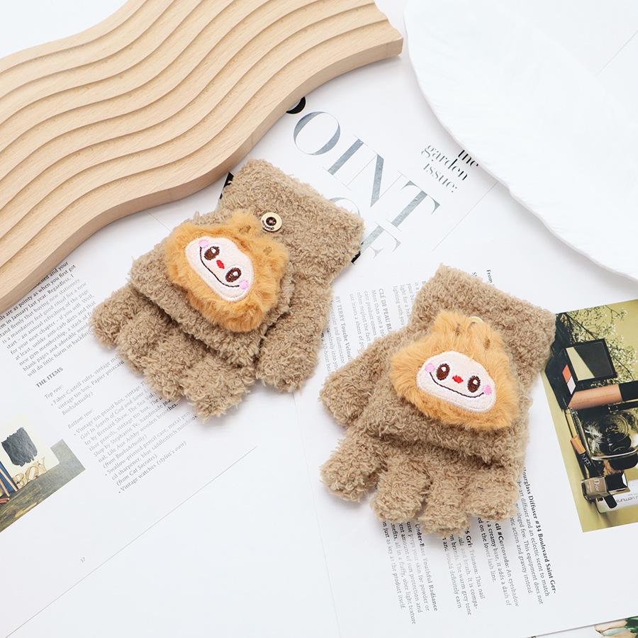 Kids' Winter Fingerless Flip-Top Writing Gloves – Warm Half-Finger Gloves for Boys & Girls