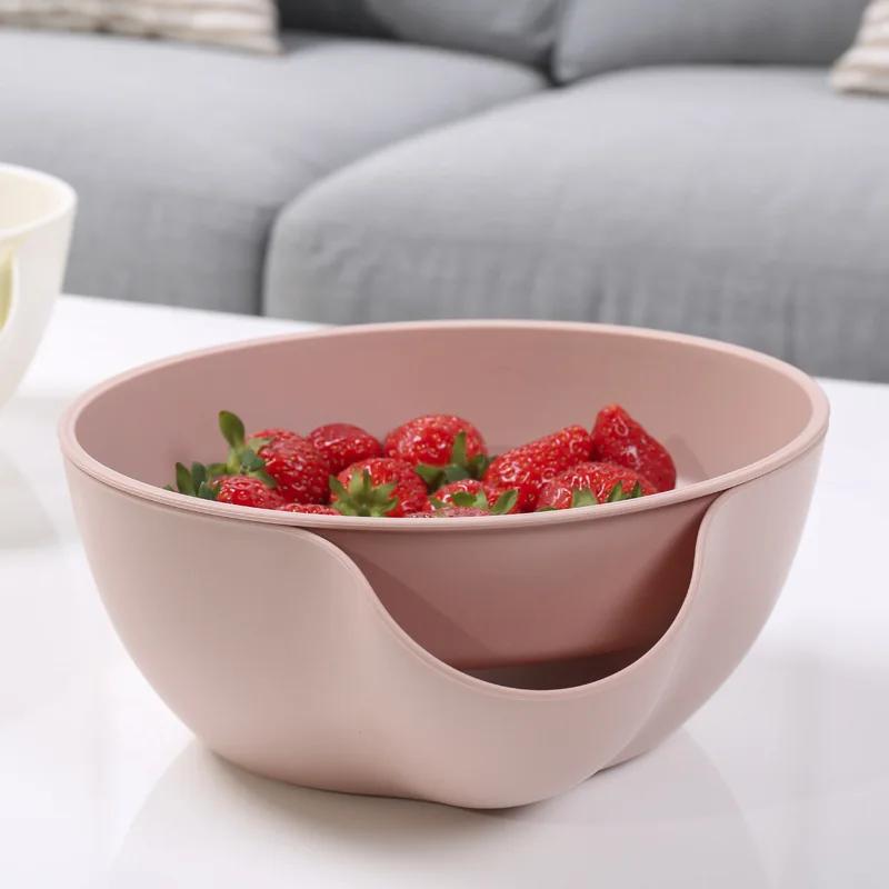 Compote Plastic European Double-layer Melon Seed Fruit Draining Plate Lazy Dried Fruit Plate Round Creative Homeware