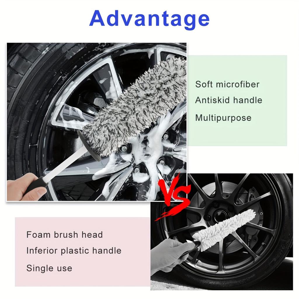 Car Wheel Cleaning Brush Rim Brush 41.91 Cm Non-Slip Handle Wheel And Rim Detailing Brush Auto Care For Car Motorcycle Bicycle