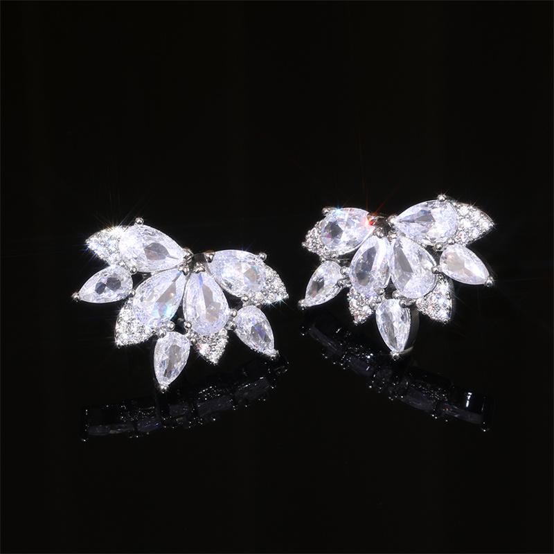 Huitan Gorgeous Women's Stud Earrings Full with Dazzling CZ Stone Sparkling Ear Piercing Earrings Party Jewelry