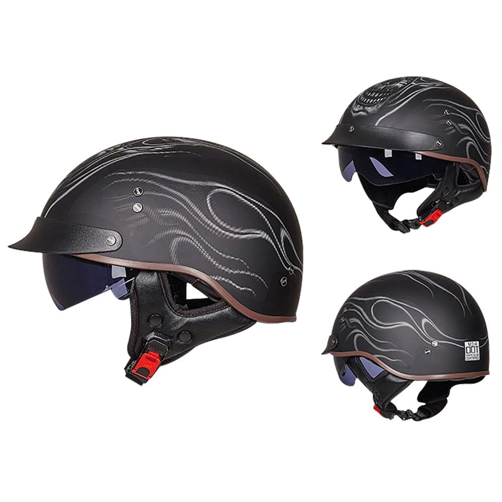 Retro Helmets For Motorcycle Capacete De Moto Helmet Vintage Street Touring Scooter Half Helmet Built In Visor DOT Certification