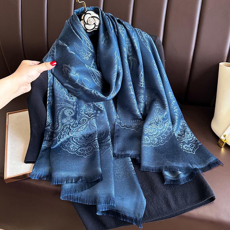 New Fashion Winter Bohemia Warm Soft Cashmere Jacquard Pashmina Scarf for Women Bandana Shawl Headband Foulard Bufanda