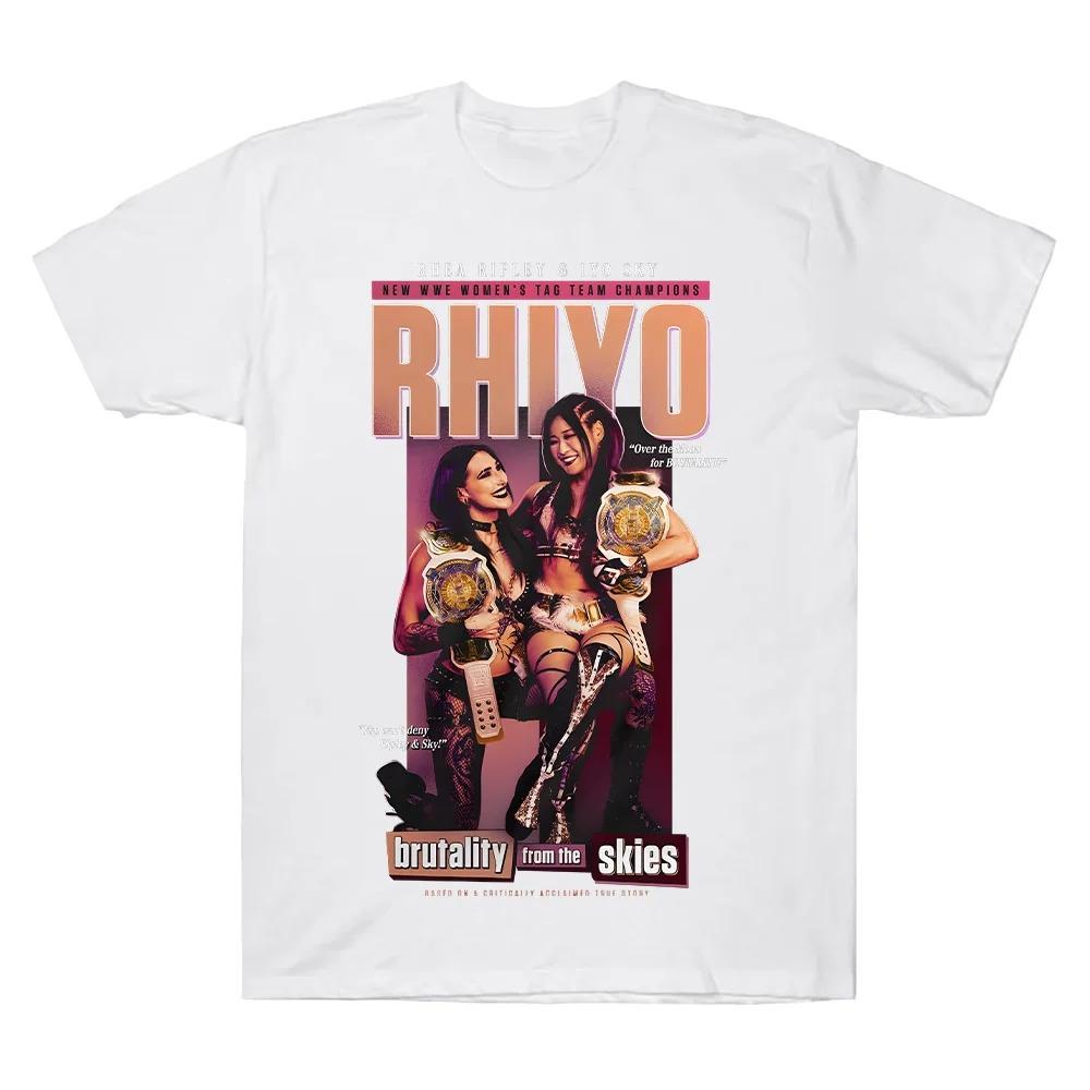 Men's Black Rhea Ripley & IYO SKY RHIYO Tag Team Champions T-Shirt Women’s Cotton High Quality T Shirts Fashion New Pattern Tees
