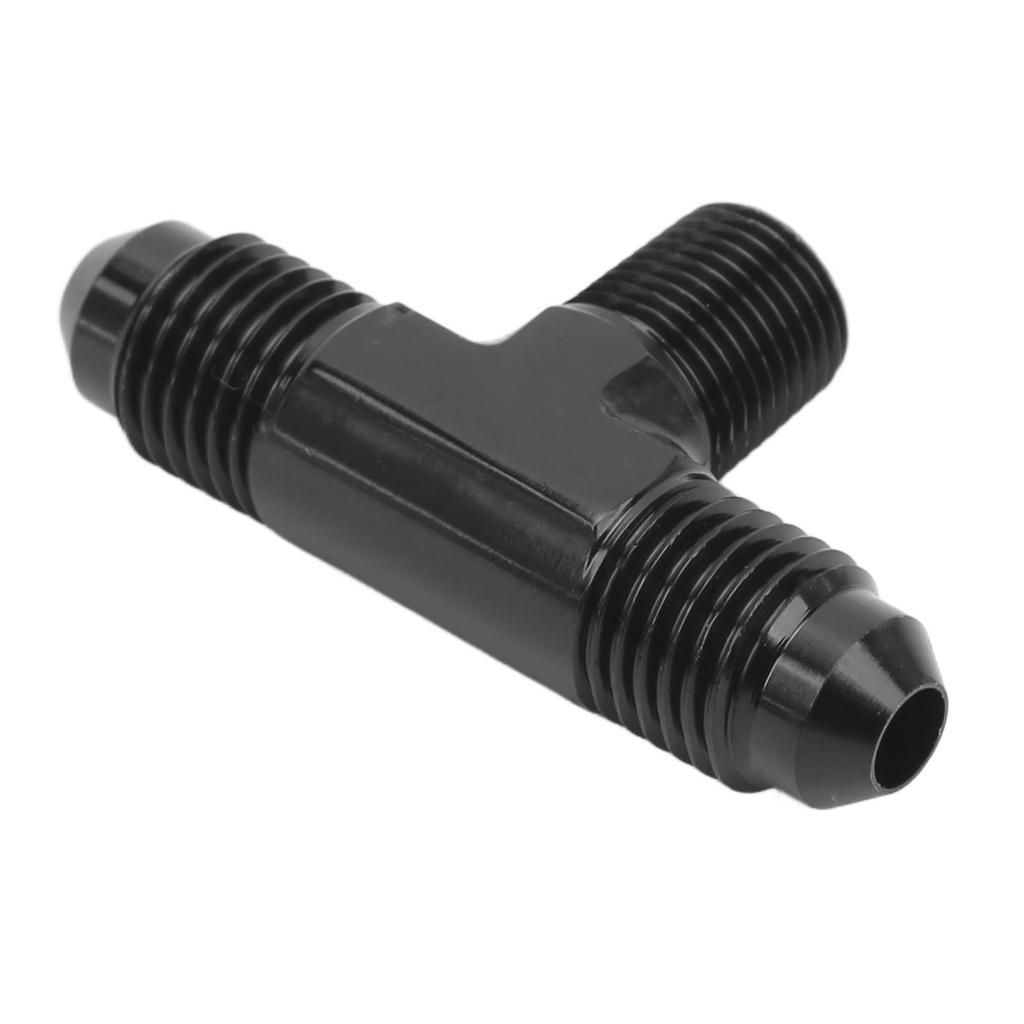 Tee Adapter 3 Way T Shaped Connector Fitting Aluminium Alloy Black Anodized Finish 4AN To 1 8 NPT