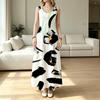 Women's Sleeveless Long Tank Dress,Abstract Art Collection Beach Vacation Dress Loose Fit,Lightweight & Breathable,Versatile for Daily & Holiday Wear
