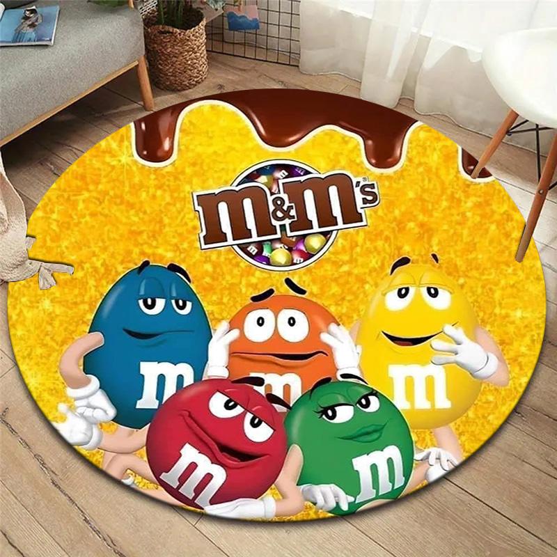 M&M's Round Area Rug,Carpet Rug for Living Room Bedroom Sofa Playroom Decor,Non-slip Floor Mat