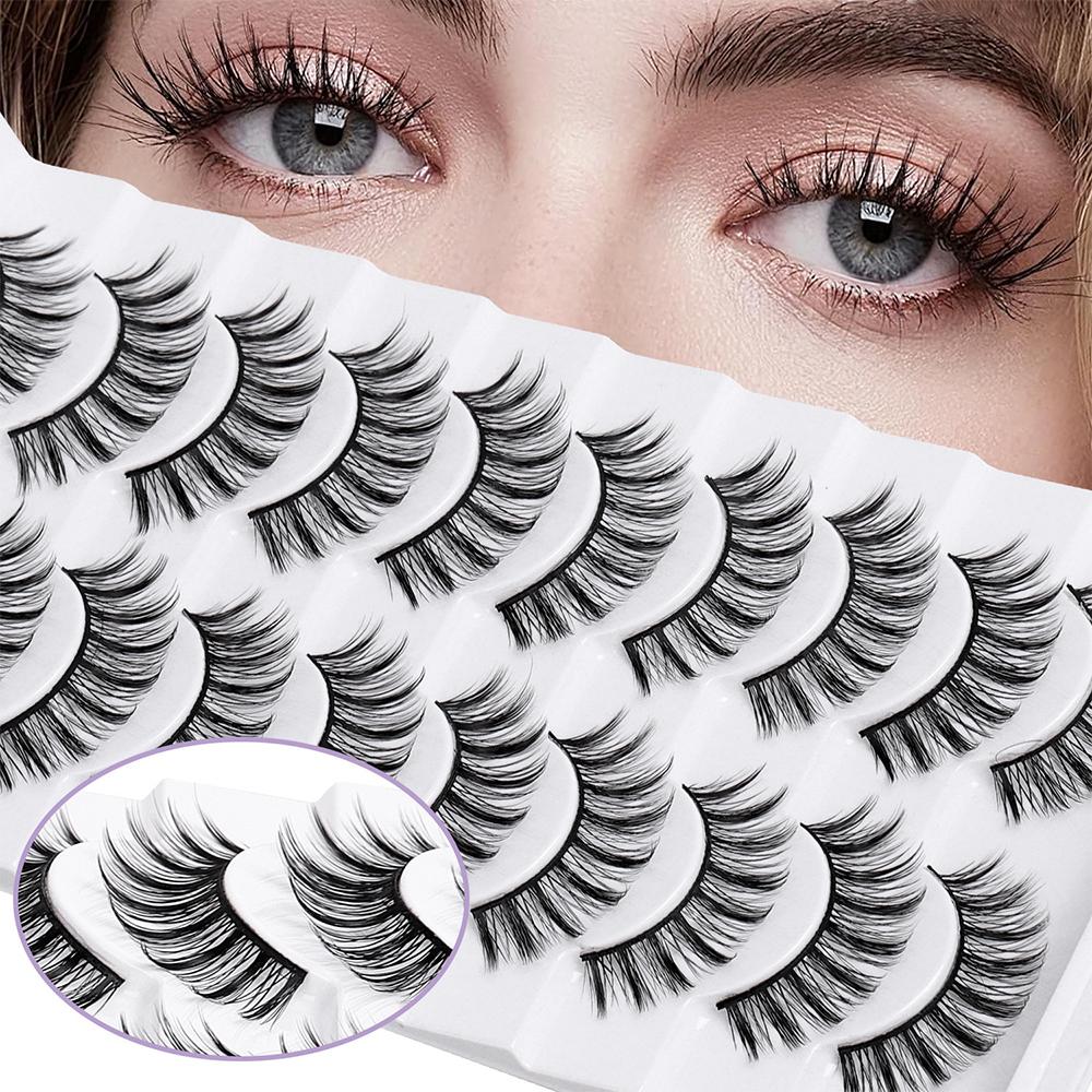 10 Pairs 3D Soft Mink Hair False Eyelashes Crisscross Thick Long Eye Lashes Women's Beauty