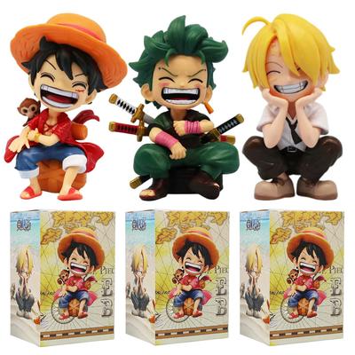 One Piece Ruční Luffy Solon Sedící Q-Verze Trendy Hračka Kreslený Anime Stolní Auto Ozdoba Periferie Dárky