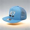 1/2 STKS Platte Rand Mesh Trucker Cap, Ademend, 67 Nummer Hand Gebaar Print, Retro Hip Hop Streetwear voor Mannen Vrouwen