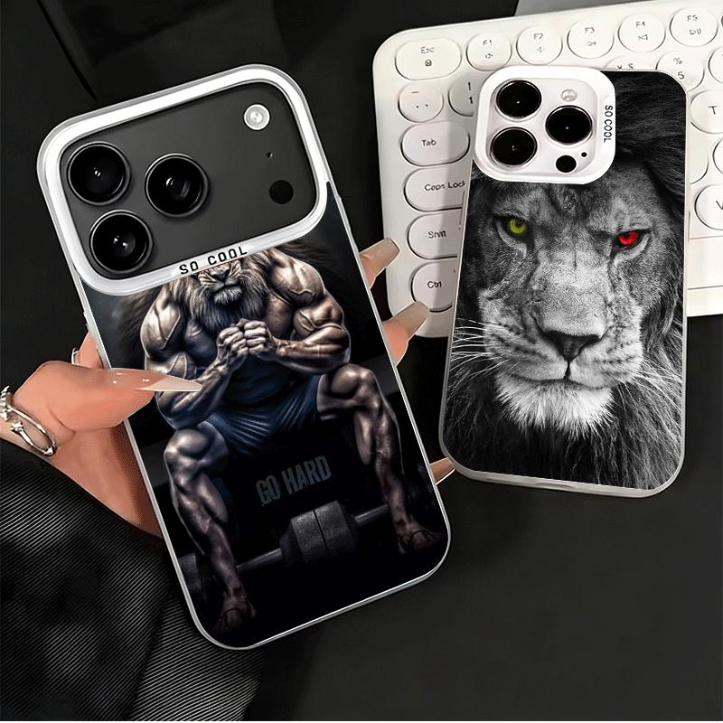 Lion Male Man King Shockproof Phone Case for iPhone 17 Air 16 16E 15 Pro Max 14 Plus 13 Mini 12 Back Cover Anti Fall Fundas
