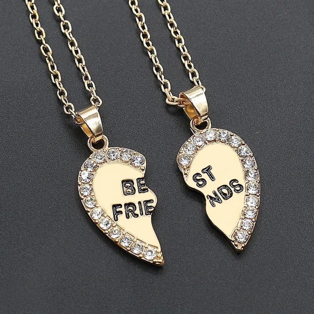 Love English Best Friends Heart Necklace Good Friends Choker Statement Pendant Jewelry Accessory