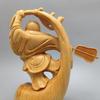 Natural Cypress Joyful Maitreya Buddha Figure Decoration Statue-Distinctive WoodCarving Suitable for Home Room Office Decorative