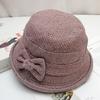 Middle-aged and Elderly Hat Lady Autumn and Winter Warm Woolen Bucket Hat Mother Grandma Old Lady Hat Bow Basin Hat