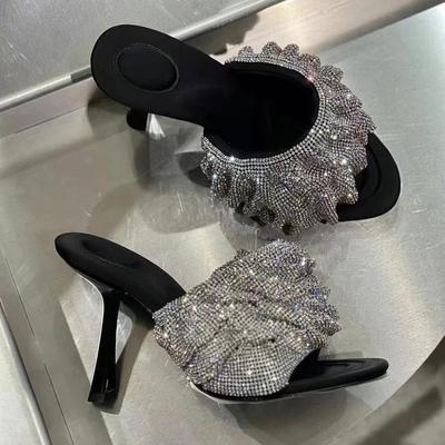 2023 Star Style Luxury Rhinestones Women Sandals Elegant Stiletto High Heels Slingback Gladiator Sandals Summer Party Prom Shoes