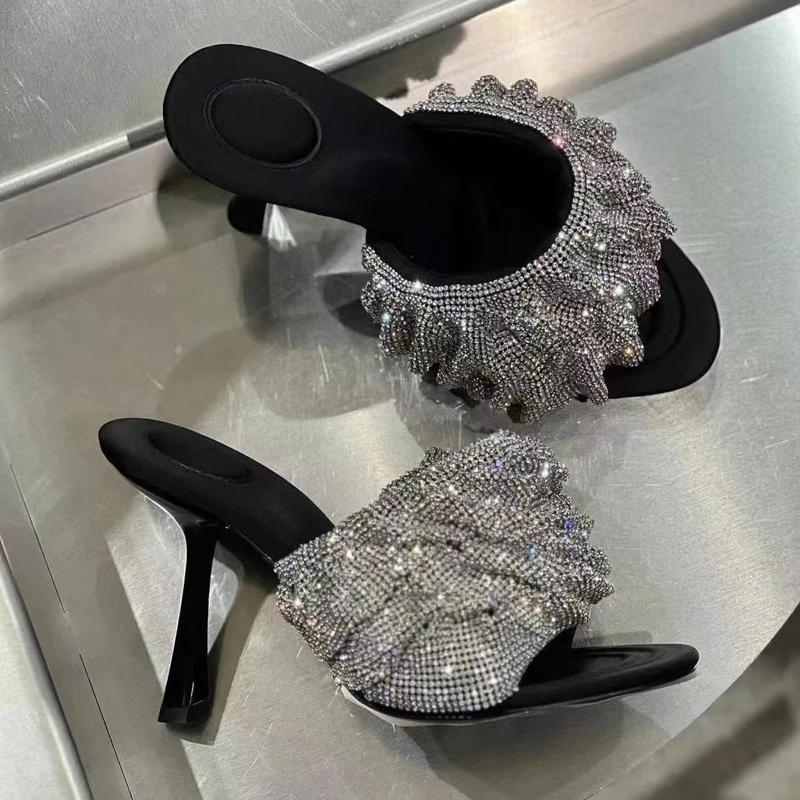 Fashion 2025 Star style Luxury Rhinestones Women Sandals Elegant stiletto High heels Slingback Gladiator sandals Summer Party Prom shoes