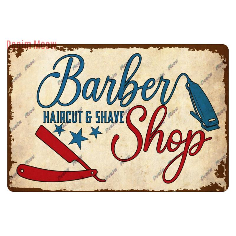 Hair Cutting Retro Plaque, Metal Signs, Barber Shop, Vintage Painting, Wall Posters, Bar, Pub, Shave & Haircut, Home Decor, WY28