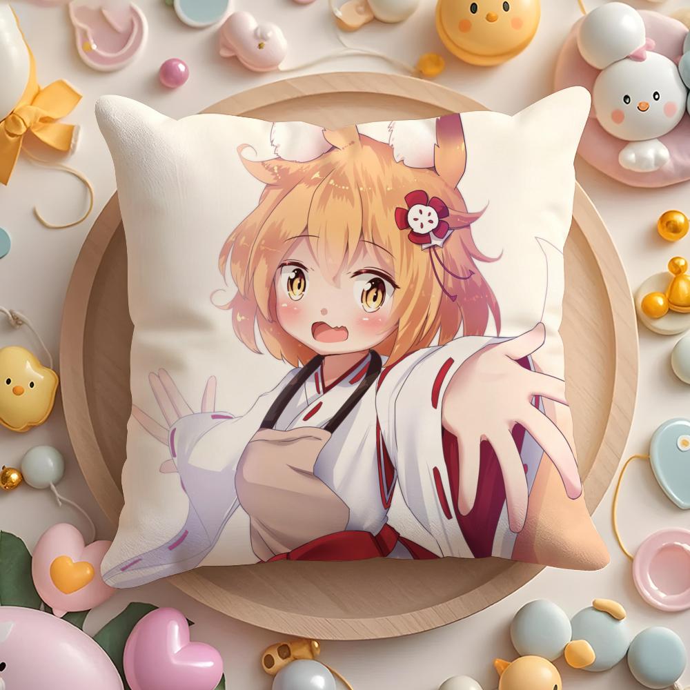 The H-Helpful Fox S-Senko-San Cushion Cover Plush Fabric Soft Double-Sided Printed Sofa Warm Winter Home Gift Pillow Cover