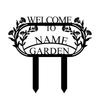 Metal Garden Sign with Stakes, Outdoor Yard Art Decoration, Rustic Welcome Sign for Lawn Flower Bed