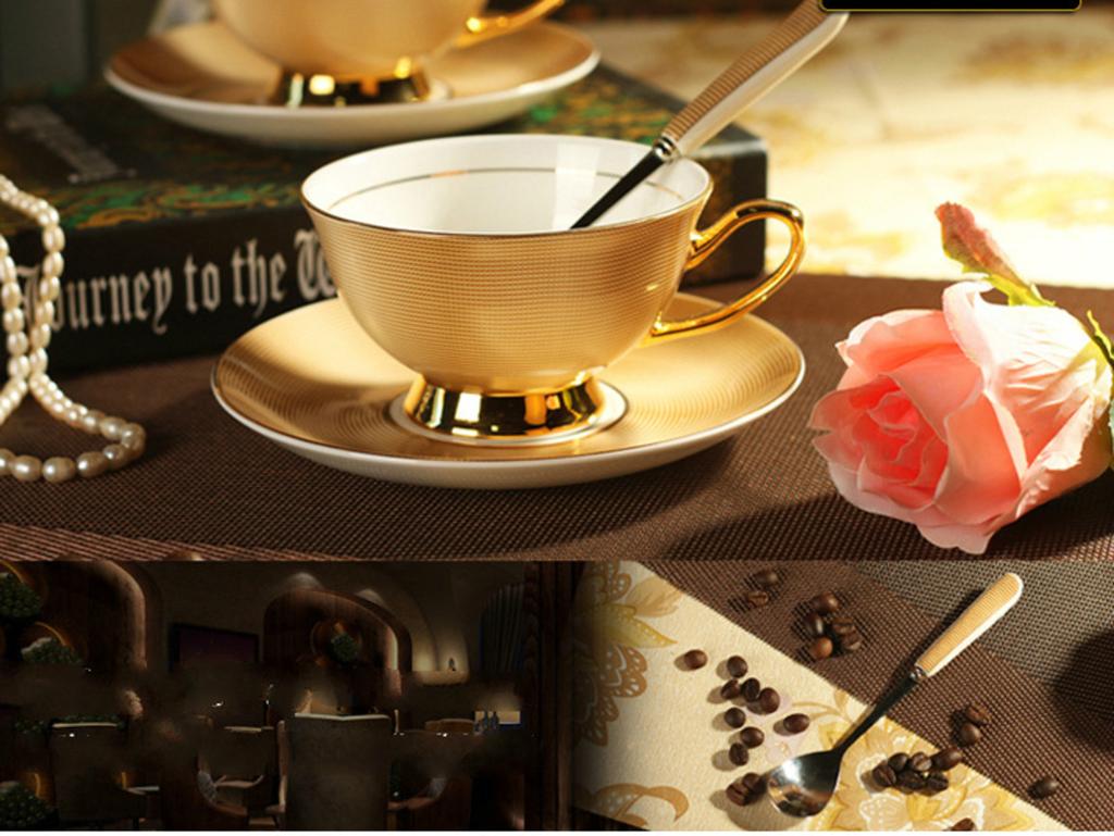 Royal Bone Porcelain Gold Cup Coffee Plate Dinnerware Pottery Decorative Cups Kitchenware Wedding Luxury