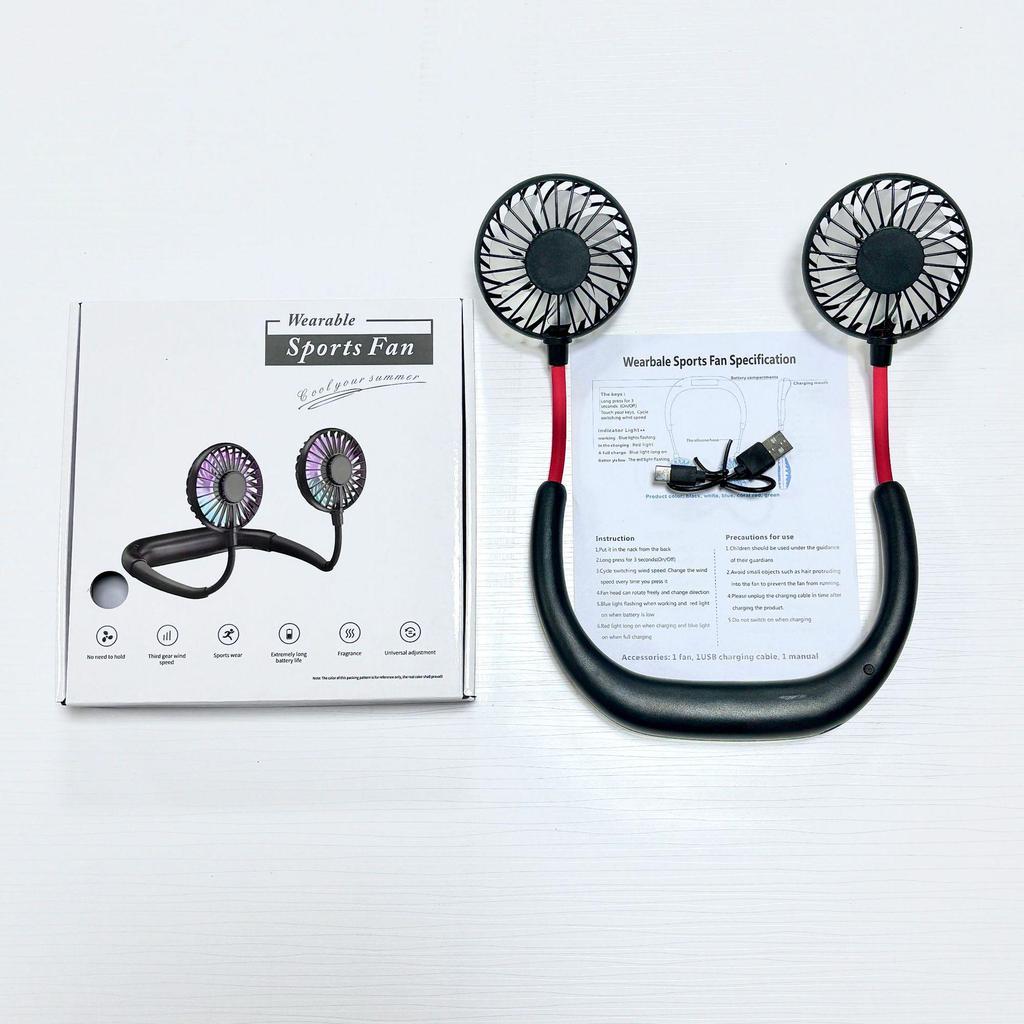 2025 Faltbarer tragbarer Nackenventilator, USB wiederaufladbar, Lange Akkulaufzeit, Leise Kühlung, 3. Gen