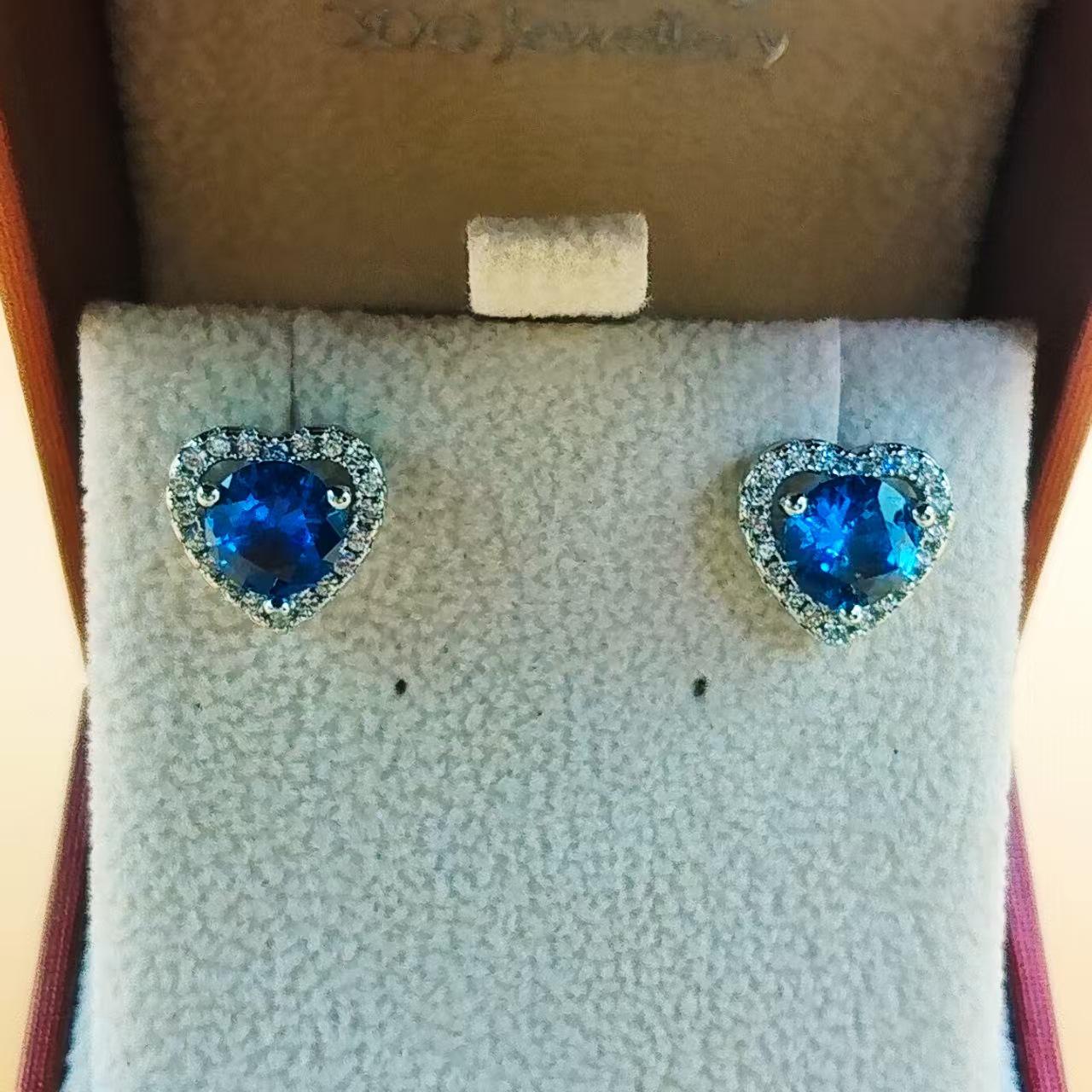 Heart-Shaped Sapphire & Ruby Stud Earrings for Women - Luxurious Colored Gemstone Jewelry Gold Plated Copper