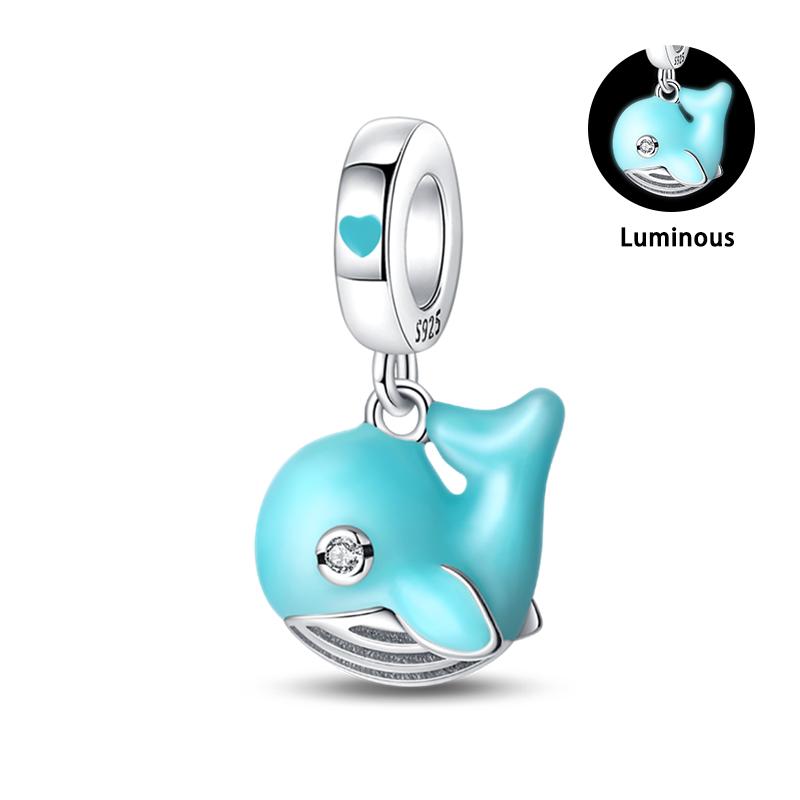 Summer 925  Silver Sailing Ship Lighthouse Luminous Ocean Series Charms Beads Fit Pan 925 Original Bracelets DIY Jewelry